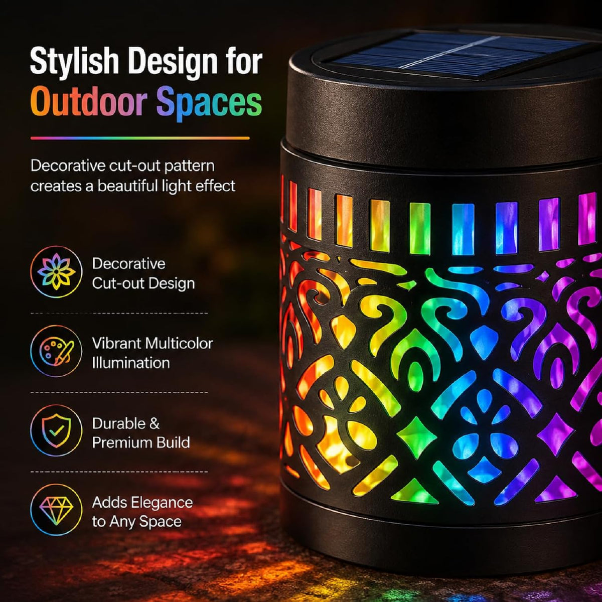 Smart Choize™ GlowMandala – Solar-Powered 7 colors Projector Light